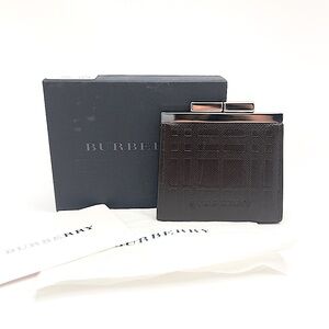 Authentic Burberry Brown Check Leather Snap Closure Coin Pouch Wallet W/ Box
